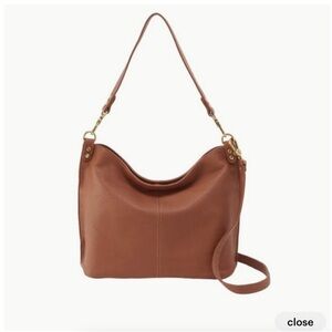 HOBO Pier Leather Shoulder Bag Brown Cognac